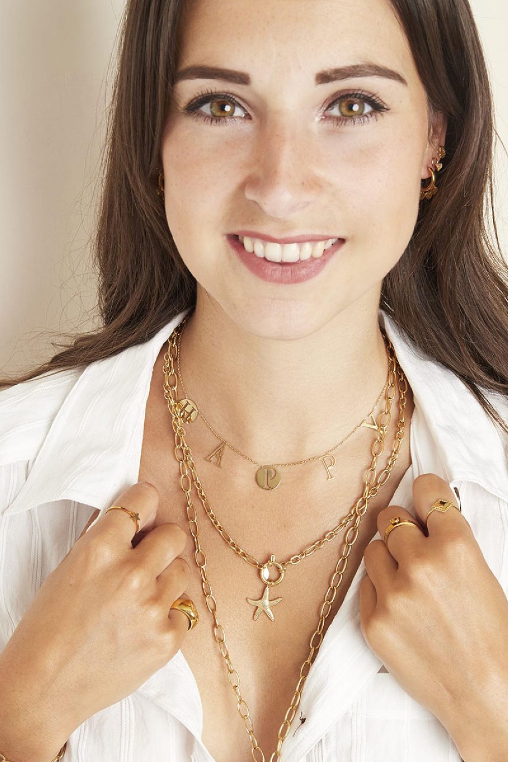 Collier Letters Happy Argenté Acier inoxydable h5Image5